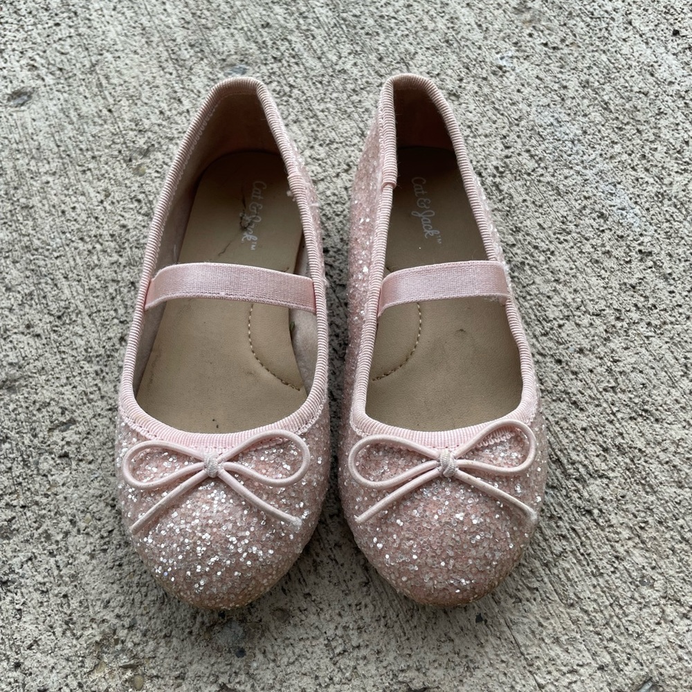 Little Girls Cat & Jack Pink Sparkle Flats
